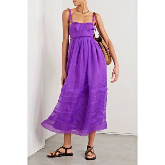 Ulla Johnson Priscilla ruffled tiered silk-organza midi dress 8 NWT $890 - Picture 5 of 15